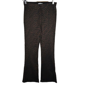 Zara Brown Animal Print Flare Pants M